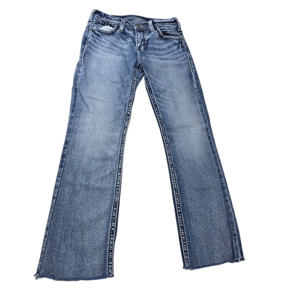 Silver Jeans Suki Baby‎ Boot Womens Blue Denim Faded Mid Rise Comfort Fit 29 - Picture 1 of 9
